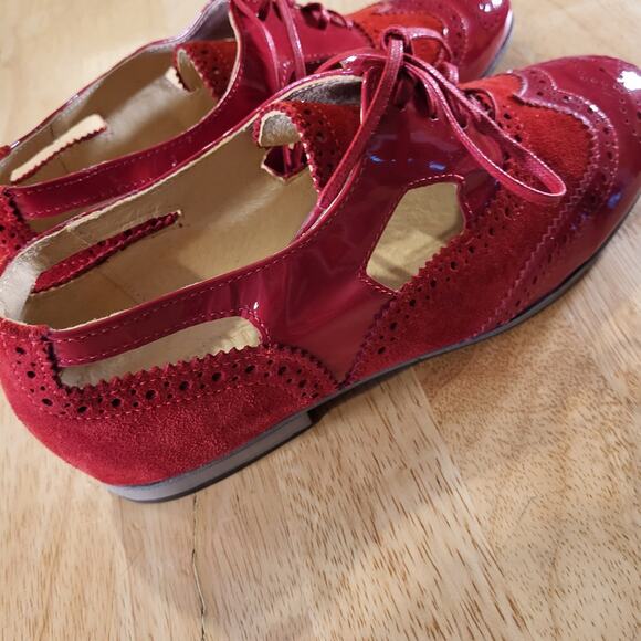 Girotti Italian Suede & Patten Leather Oxford Cutout Size 40 9.5 US - Picture 2 of 9